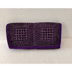 Valerie Vintage Italian 70's Straw Weave One of a Kind Purple Clutch